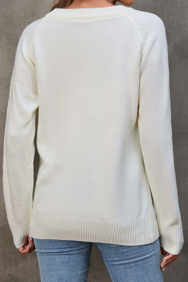 Kaynafashions - Casual Embroidery Patchwork O Neck Sweaters(4 colors)