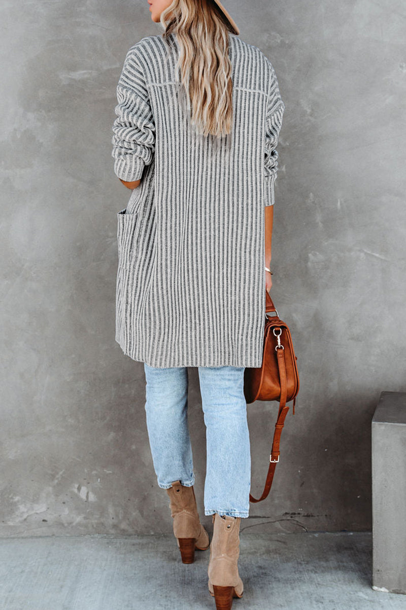 Kaynafashions - Casual Daily Solid Pocket Cardigan Collar Tops(3 Colors)