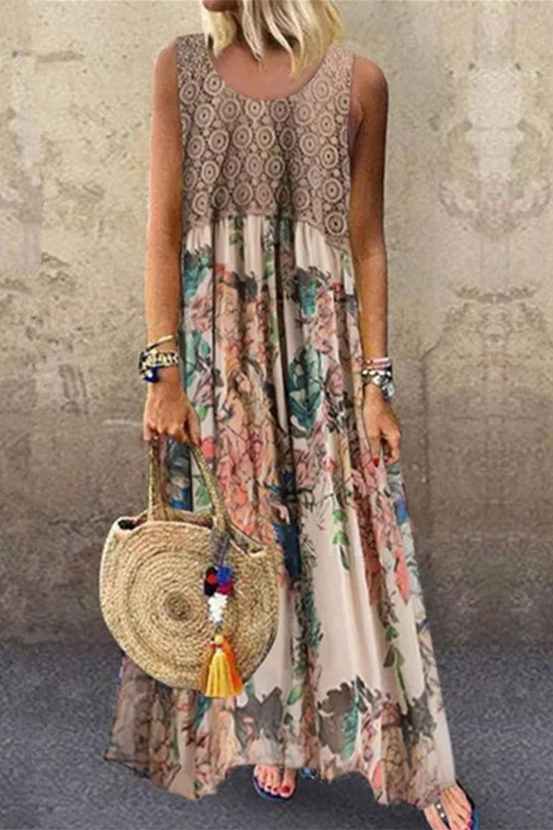 Kaynafashions - College Print Contrast O Neck Printed Dress Dresses