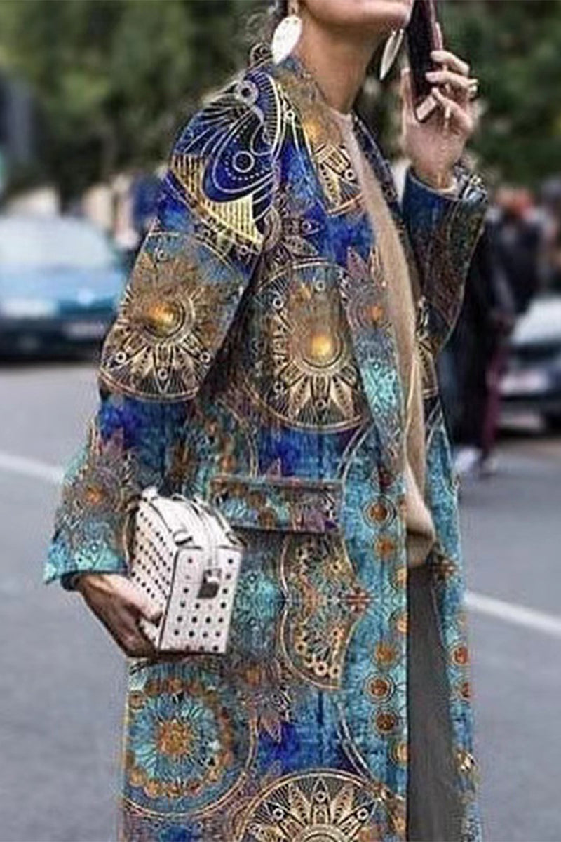 Kaynafashions - Elegant Patchwork Contrast Turndown Collar Outerwear