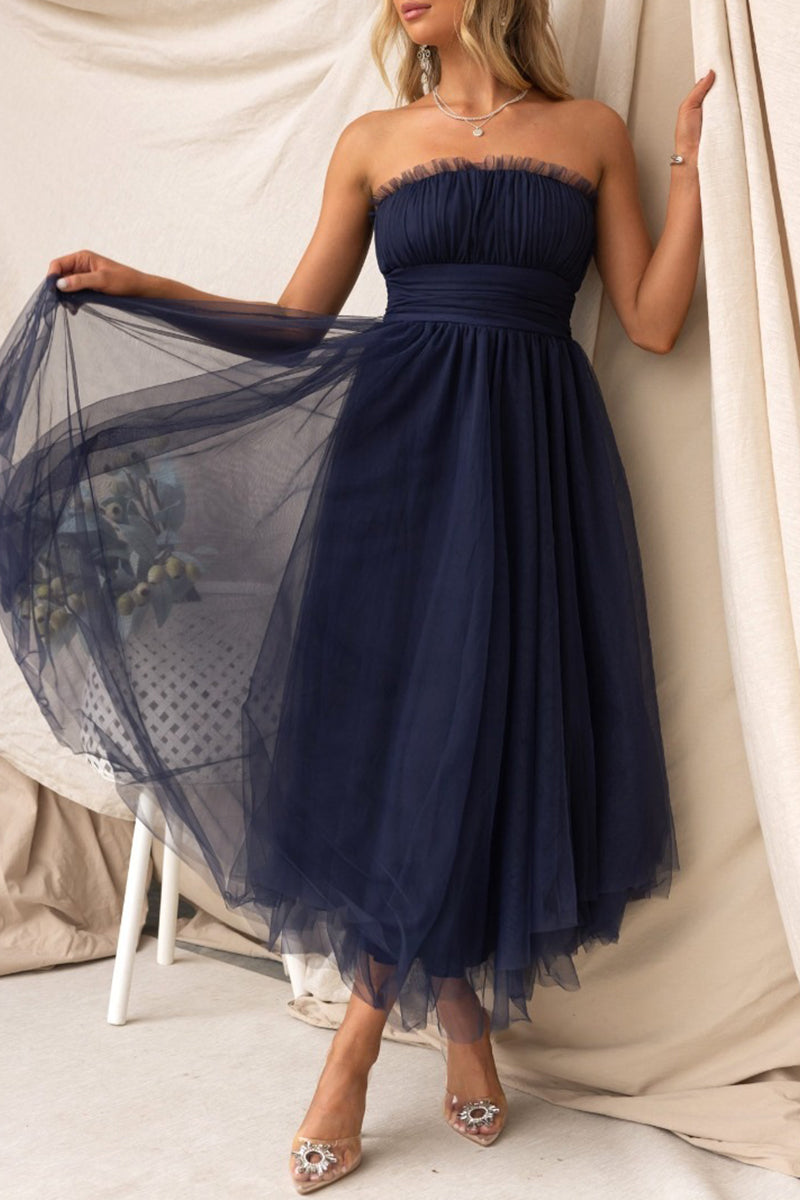 Kaynafashions - Celebrities Elegant Solid Zipper Strapless Evening Dress Dresses