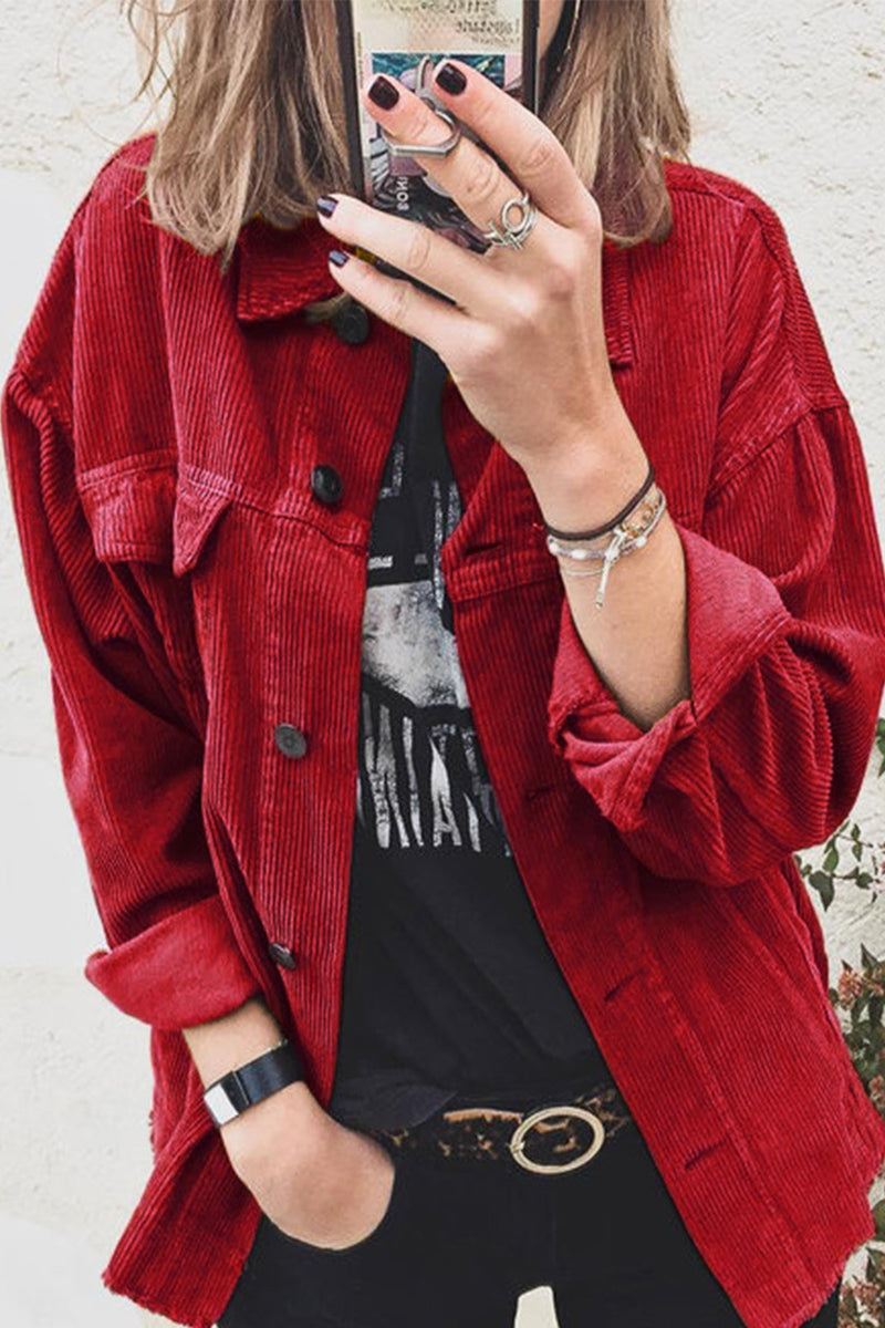 Kaynafashions - Casual Solid Color Turndown Collar Tops(8 Colors)