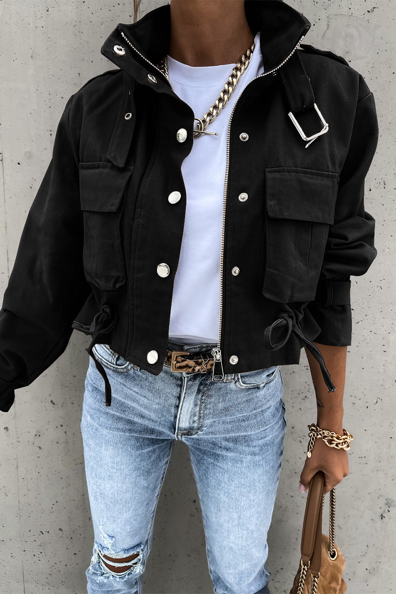 Kaynafashions - Street Solid O Neck Outerwear