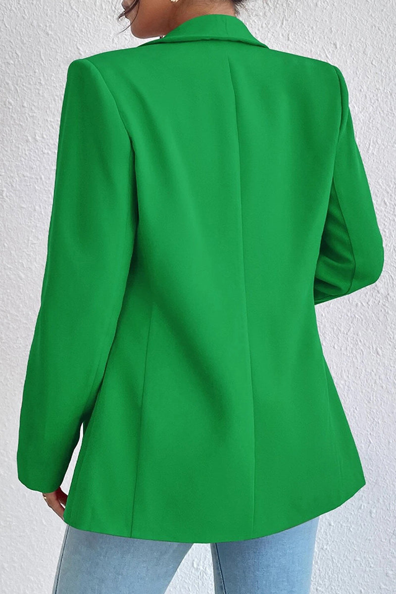 Kaynafashions - Work Solid Pocket Turn-back Collar Outerwear