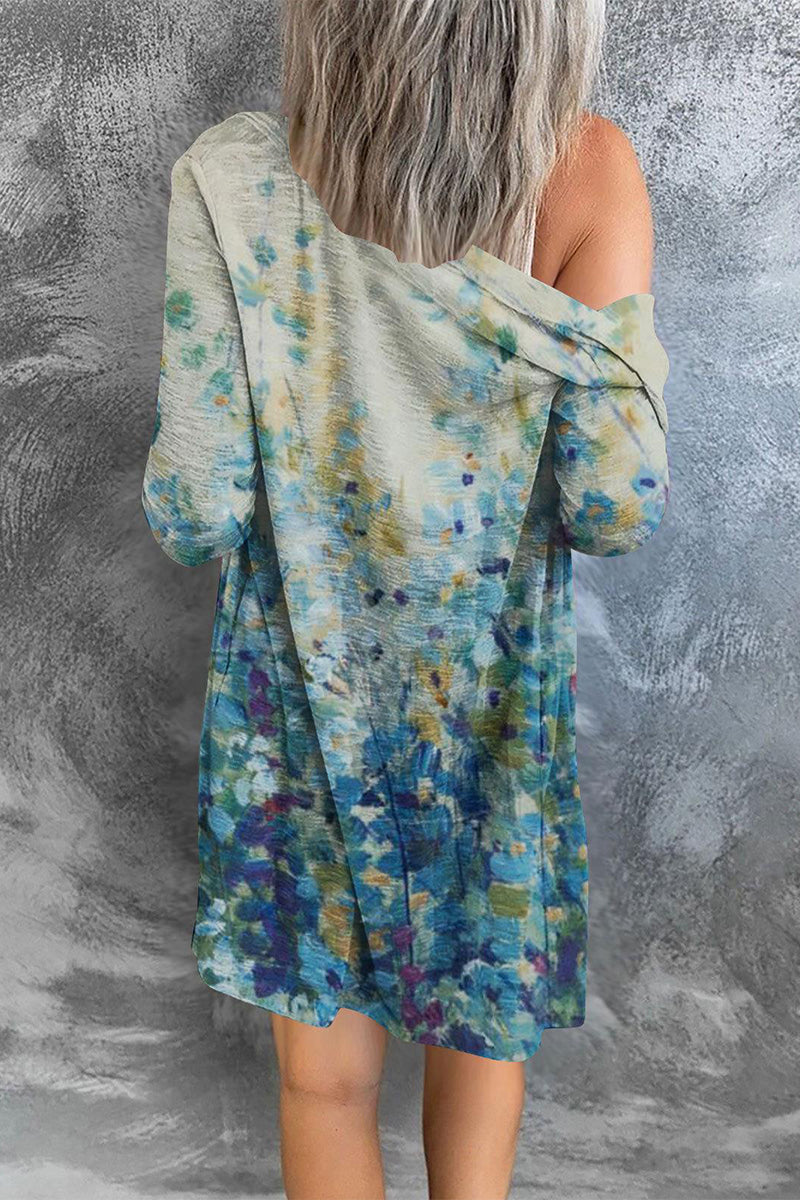 Kaynafashions - Street Print Patchwork Cardigan Collar Outerwear