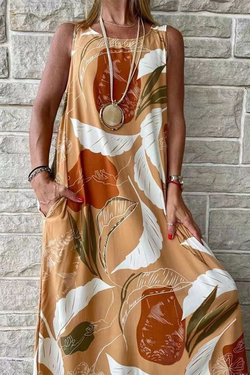 Kaynafashions - Casual Vacation Floral O Neck Printed Dress Dresses