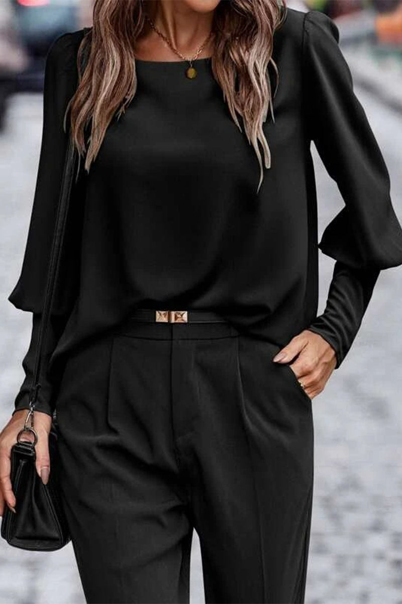 Kaynafashions - Elegant Solid Buttons O Neck Tops