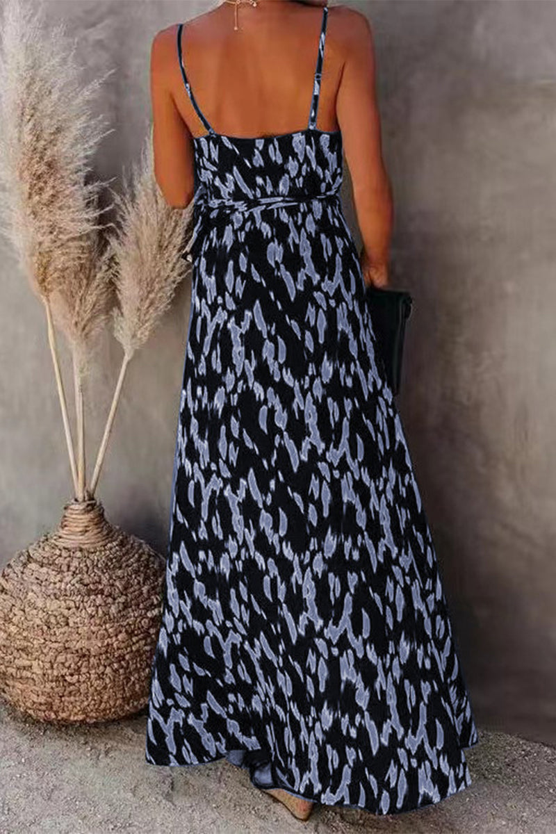 Kaynafashions - College Vacation Zebra Print Patchwork V Neck Sling Dress Dresses