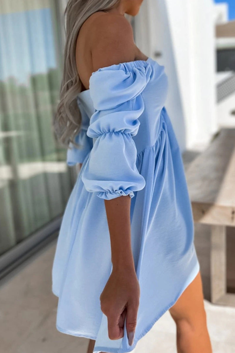 Kaynafashions - Elegant Simplicity Solid With Bow Off the Shoulder A Line Dresses(4 Colors)