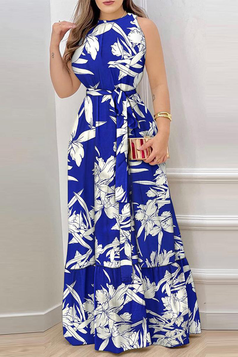 Kaynafashions - Celebrities Elegant Floral Patchwork O Neck Printed Dress Dresses