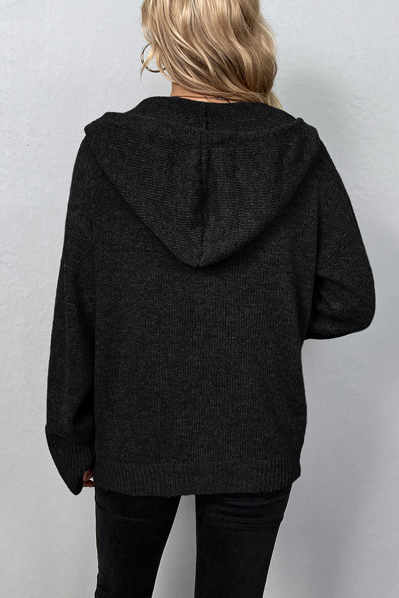 Kaynafashions - Casual Solid Buttons Hooded Collar Tops