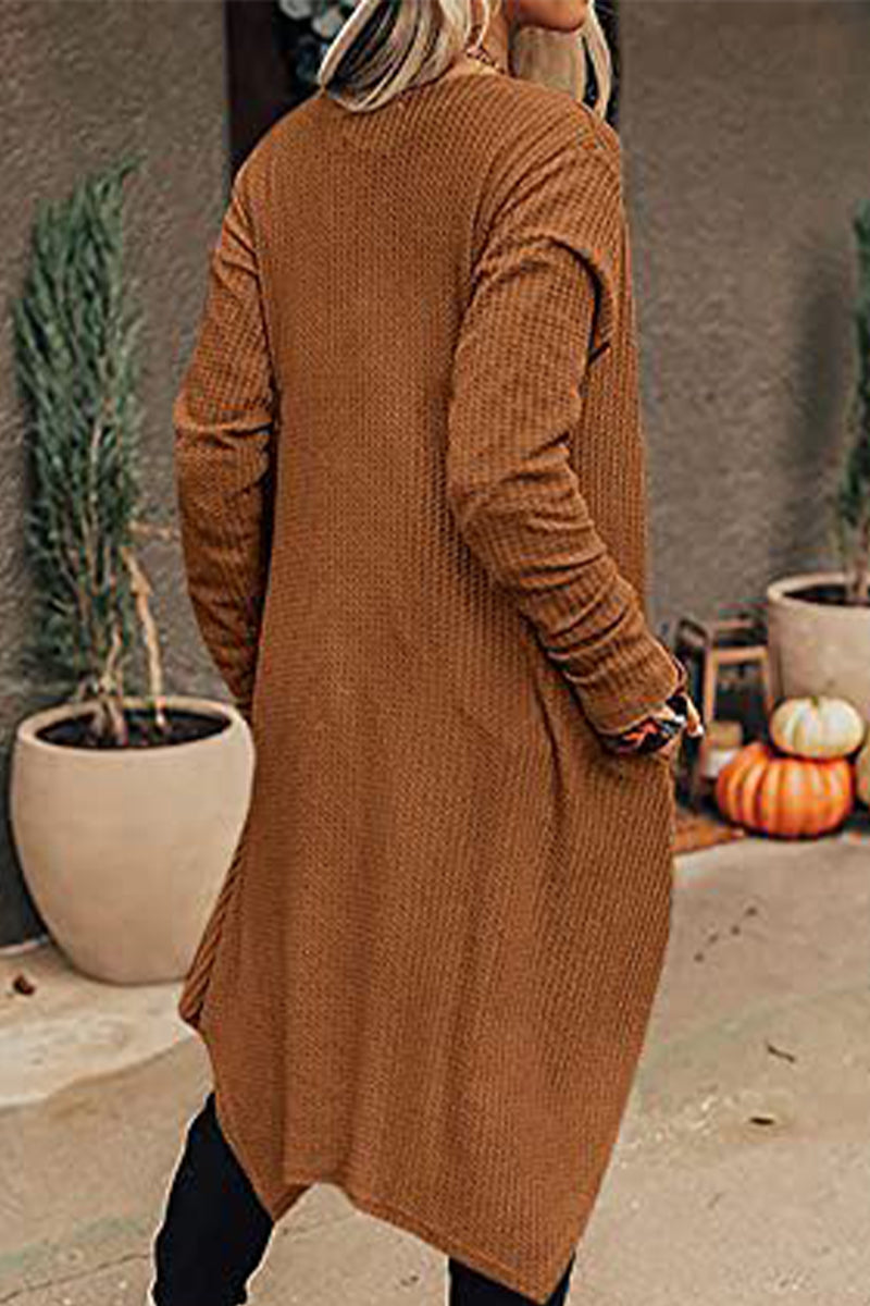 Kaynafashions - Casual Solid Asymmetrical O Neck Cardigans(8 Colors)