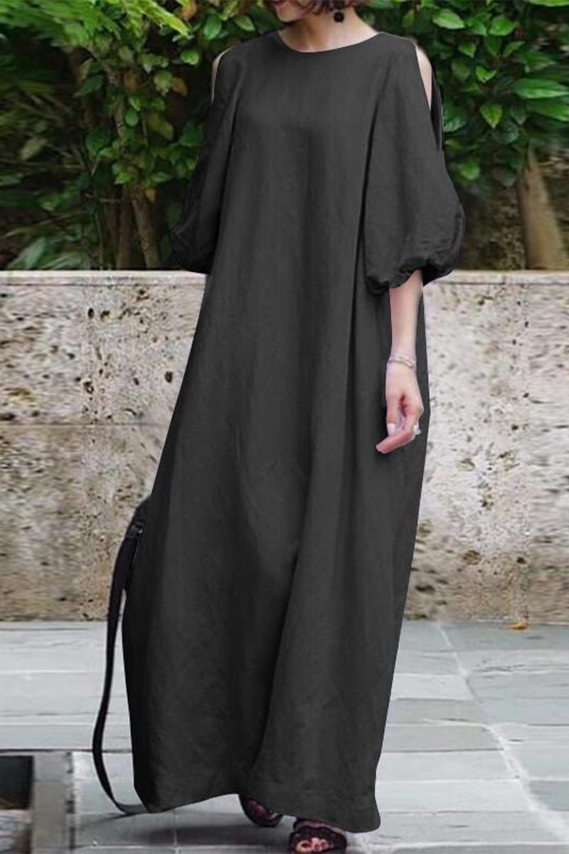 Kaynafashions - Casual Simplicity Solid Solid Color O Neck Dresses(3 Colors)