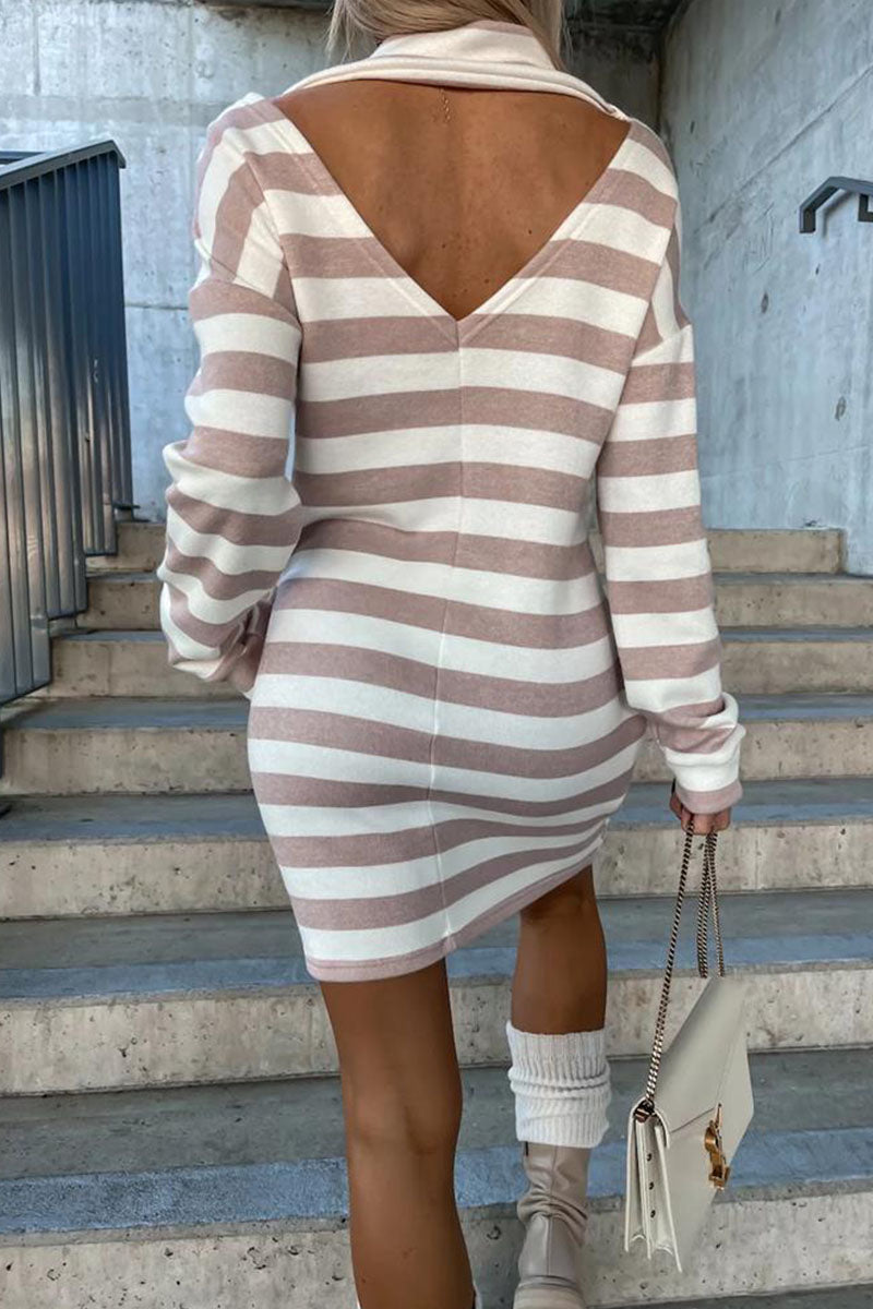 Kaynafashions - Casual Print Patchwork Backless O Neck A Line Dresses