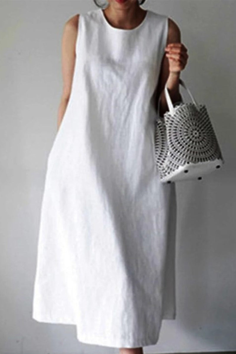 Kaynafashions - Casual Simplicity Solid Solid Color O Neck Vest Dress Dresses