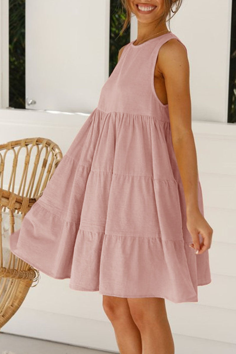 Kaynafashions - Fashion Casual Solid Patchwork O Neck Princess Dresses(6 Colors)
