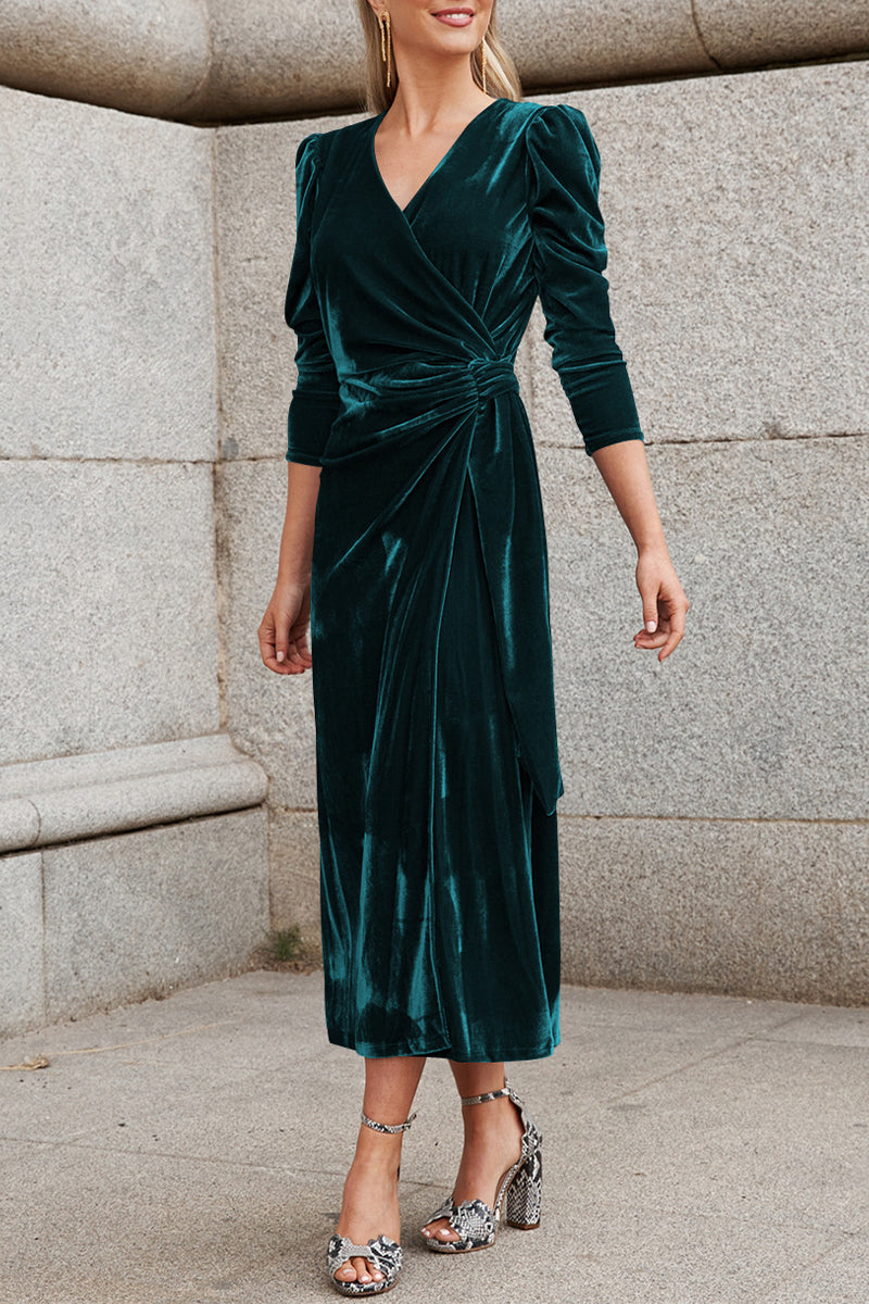 Kaynafashions - Celebrities Elegant Solid Strap Design V Neck Princess Dresses