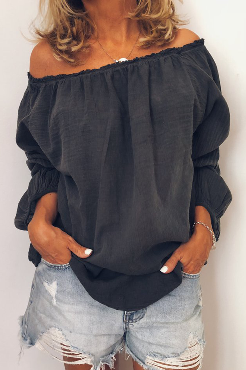 Kaynafashions - Casual Solid Stringy Selvedge Off the Shoulder Tops