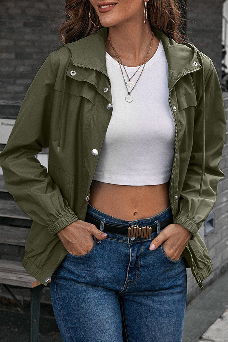 Kaynafashions - Casual Sportswear Solid Pocket Hooded Collar Outerwear