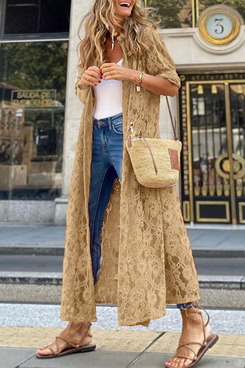 Kaynafashions - Casual Solid Patchwork Buckle Turndown Collar Tops(3 Colors)