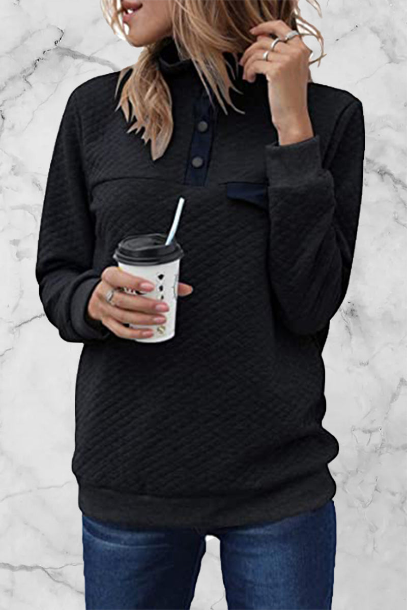 Kaynafashions - Fashion Casual Solid Patchwork Turtleneck Tops