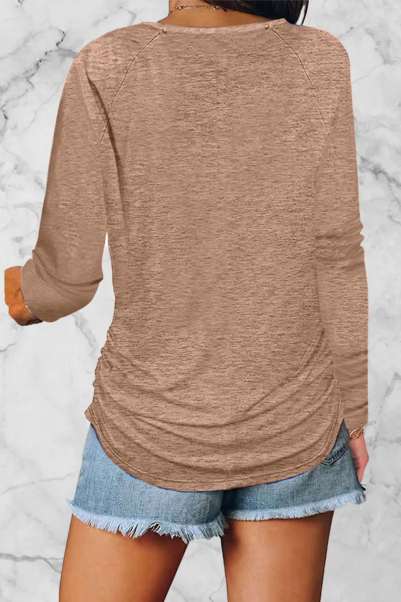Kaynafashions - Casual Solid Fold V Neck Tops(8 Colors)