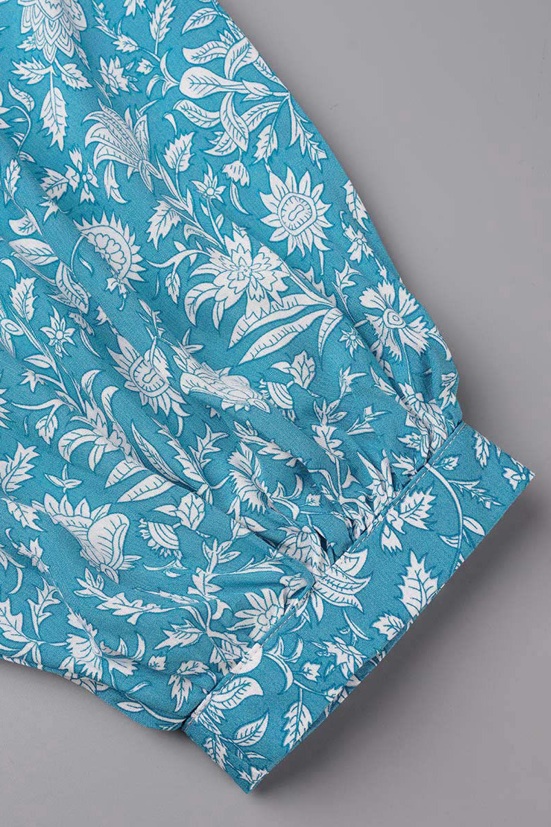 Kaynafashions - College Vacation Floral Patchwork Frenulum Asymmetrical Collar Beach Dress Dresses(6 Colors)