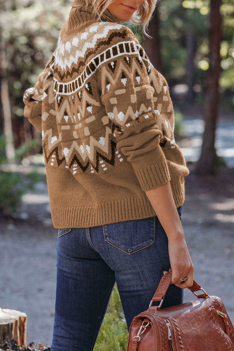 Kaynafashions - Street Plaid Striped Printing Turtleneck Sweaters(4 Colors)