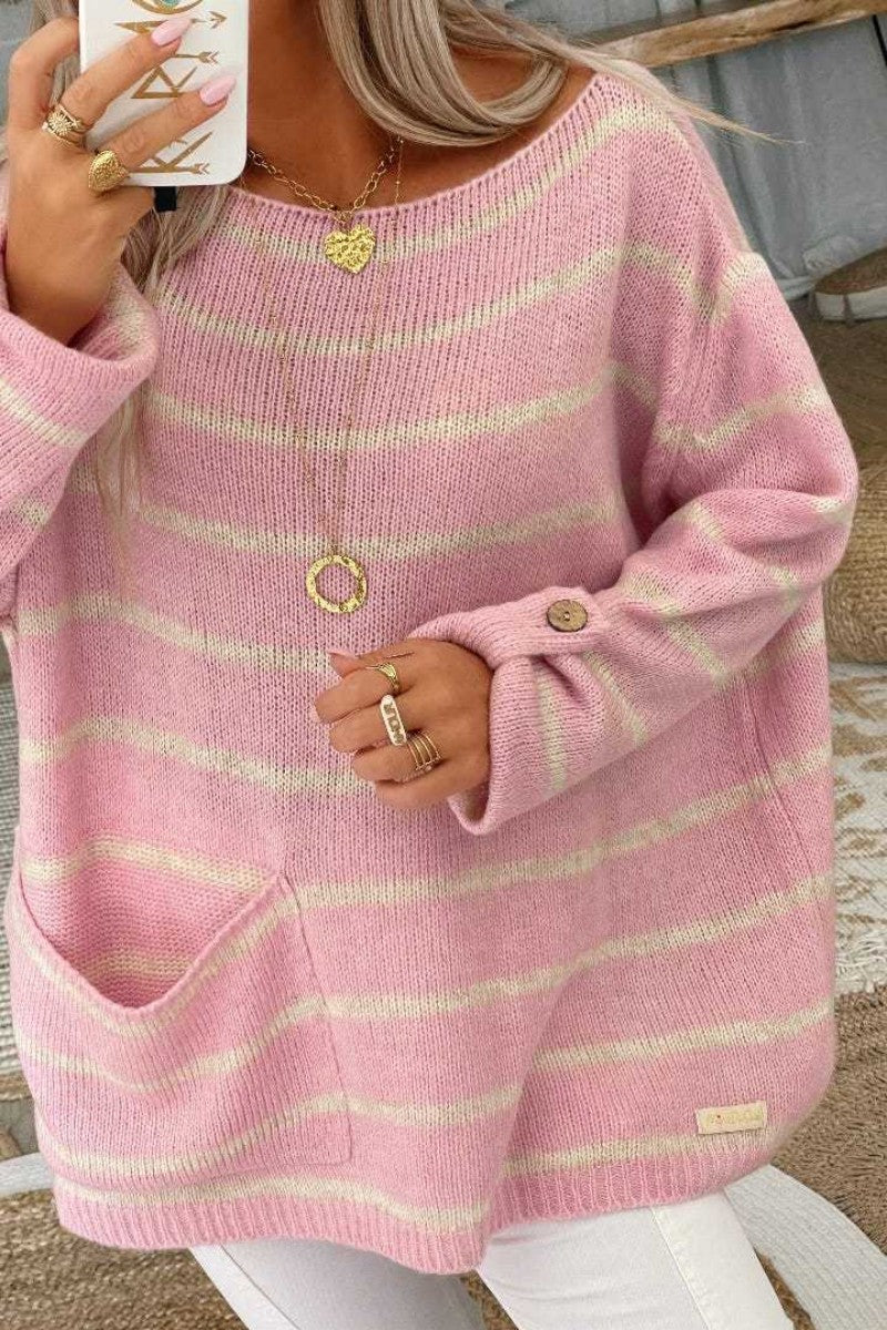 Kaynafashions - Casual Striped Contrast O Neck Tops