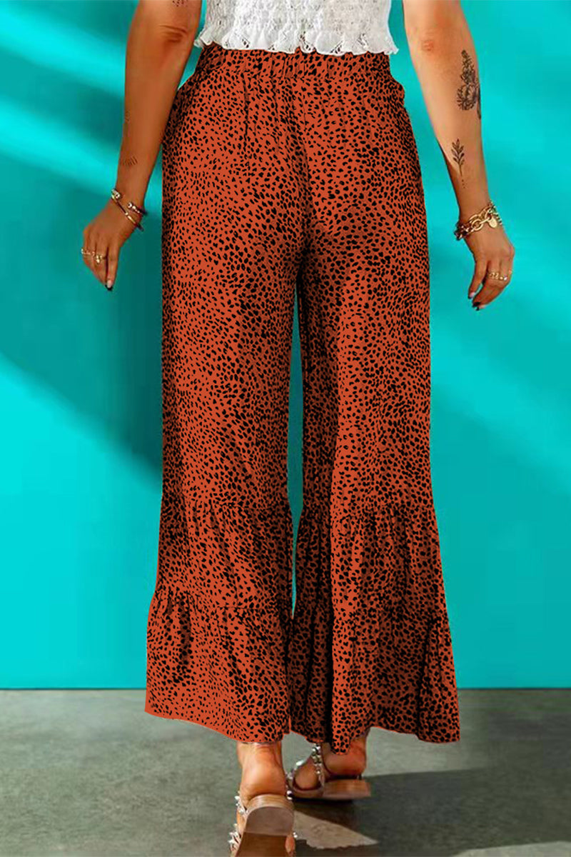 Kaynafashions - Elegant Printing Loose Mid Waist Wide Leg Full Print Bottoms(7 Colors)