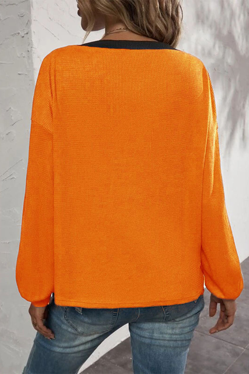 Kaynafashions - Casual Solid Patchwork Buttons V Neck T-Shirts(7 Colors)