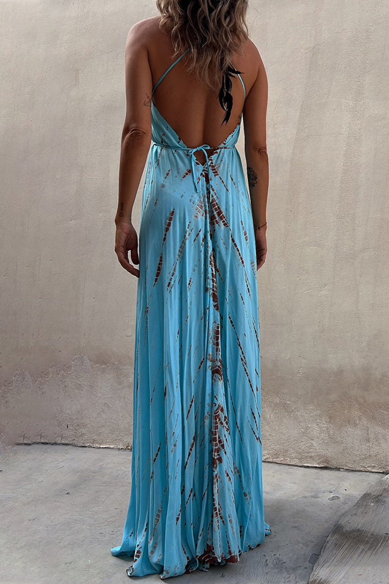 Kaynafashions - Sexy Vacation Geometric Frenulum Sling Dress Dresses