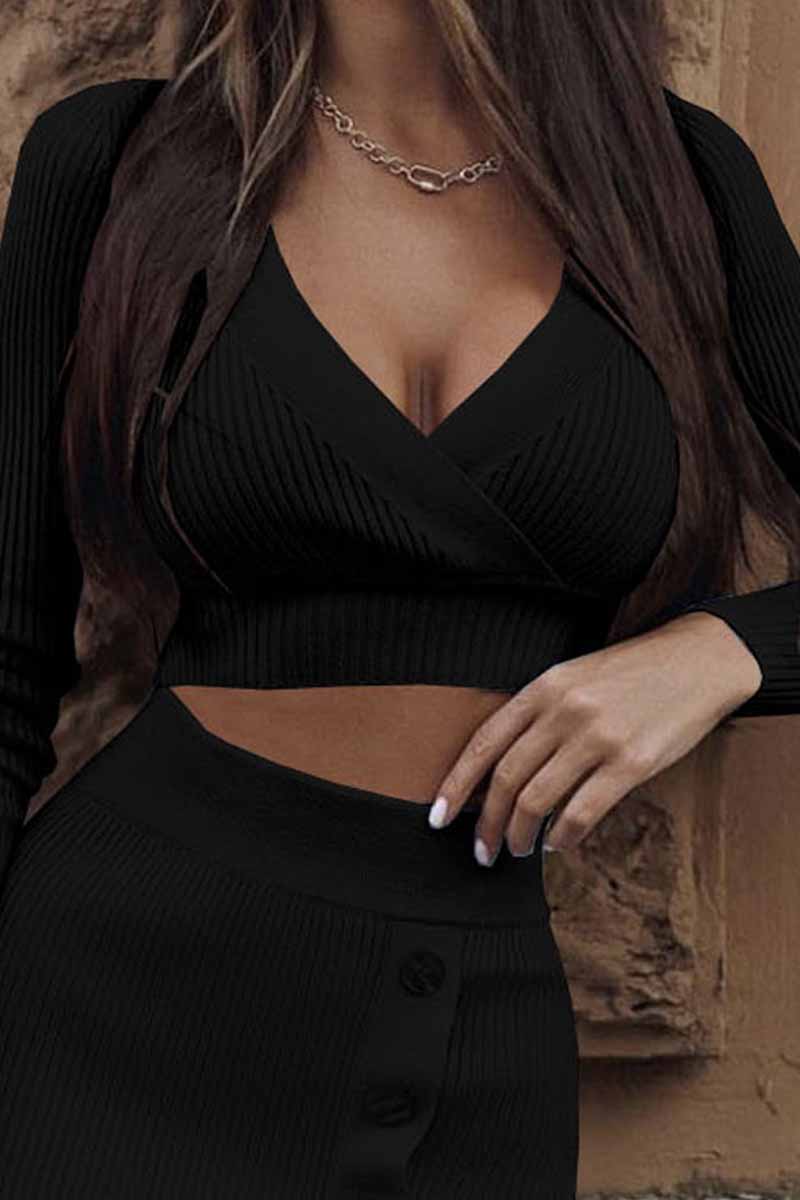 Kaynafashions - Elegant Solid Patchwork V Neck Tops(6 Colors)