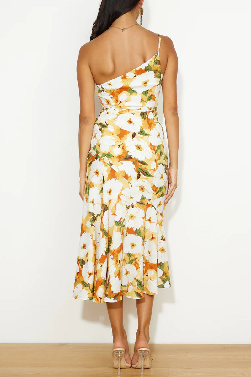Kaynafashions - Elegant Floral Backless Oblique Collar Trumpet Mermaid Dresses