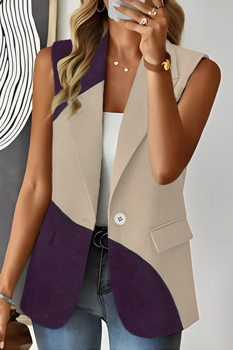 Kaynafashions - Work Elegant Print Turn-back Collar Tops