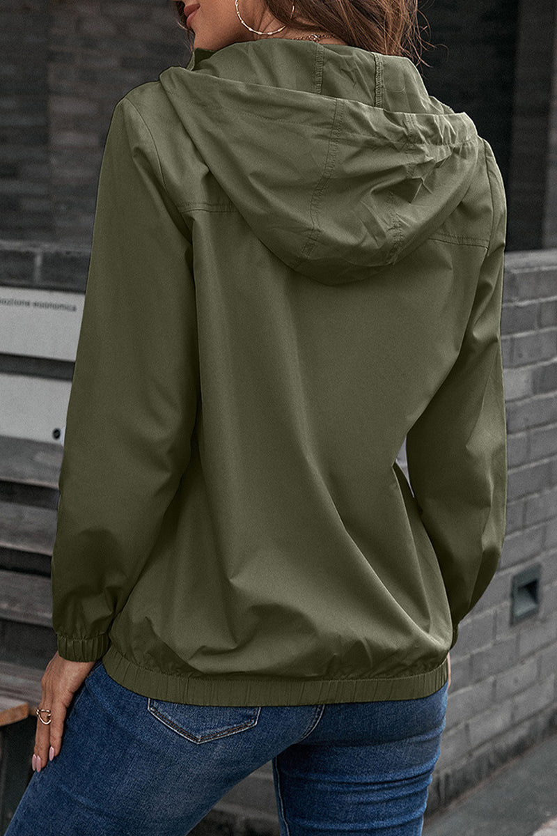 Kaynafashions - Casual Sportswear Solid Pocket Hooded Collar Outerwear