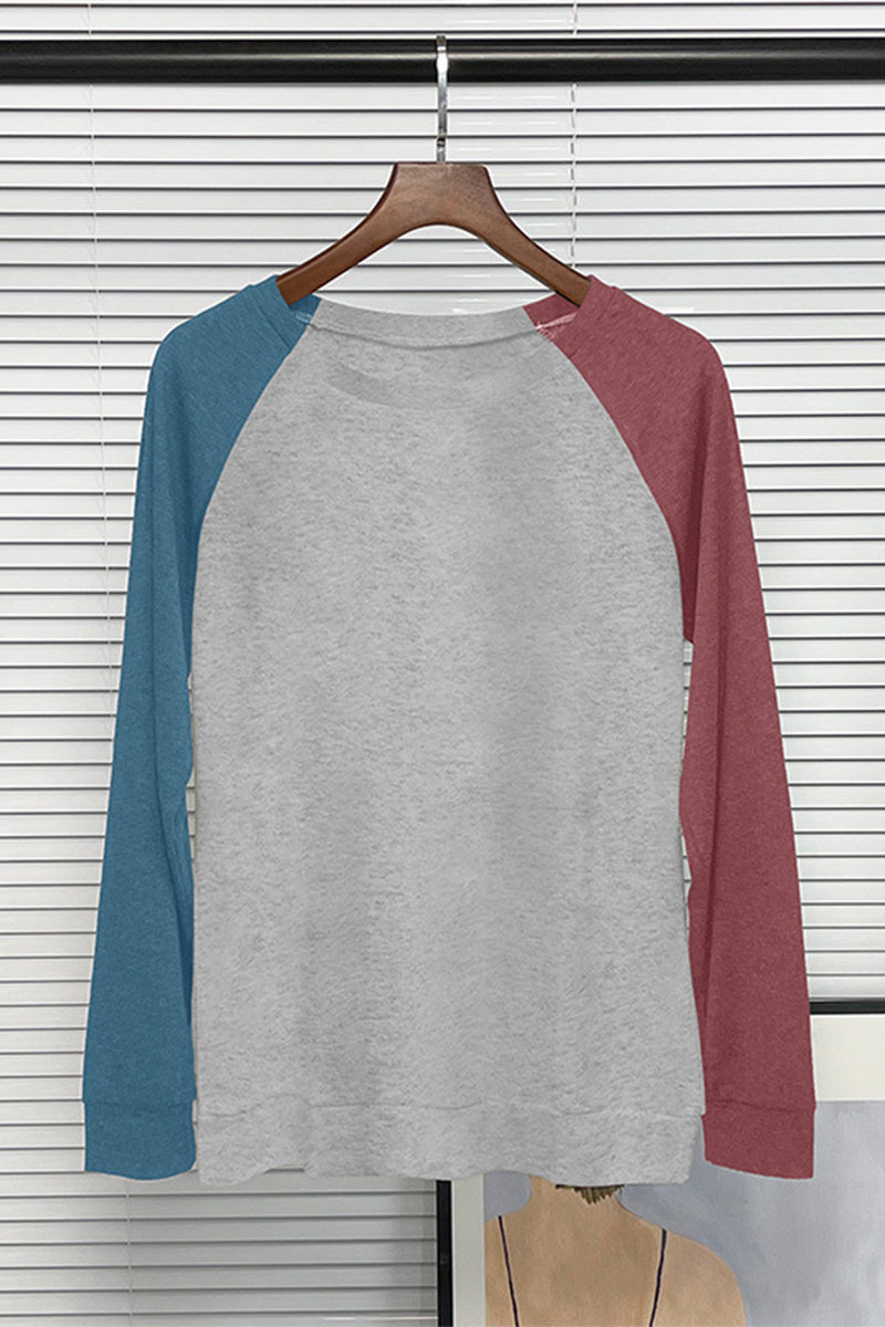 Kaynafashions - Casual Color Block Contrast O Neck Plus Size Tops