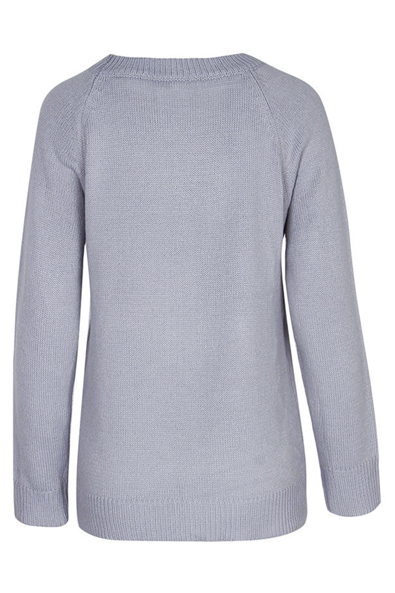 Kaynafashions -  Casual Print Patchwork O Neck Tops Sweater(4 colors)