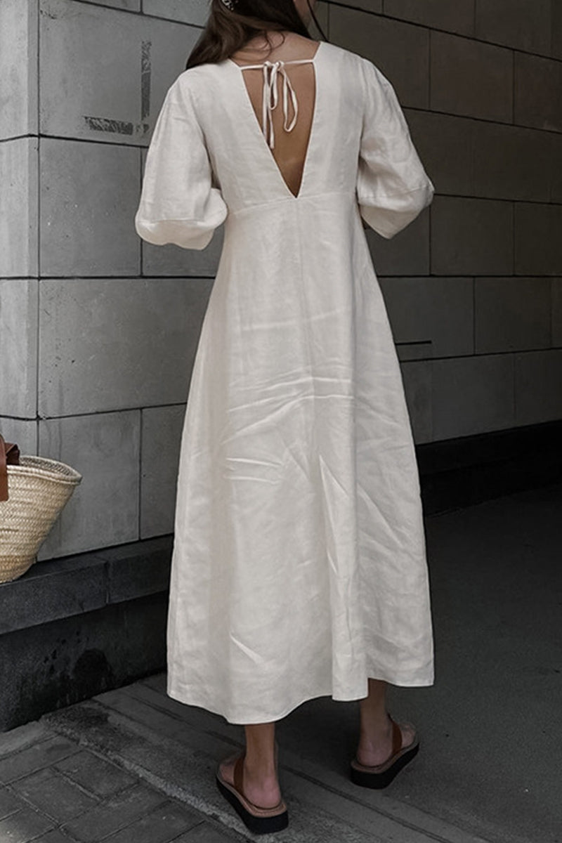 Kaynafashions - Casual Solid V Neck A Line Dresses