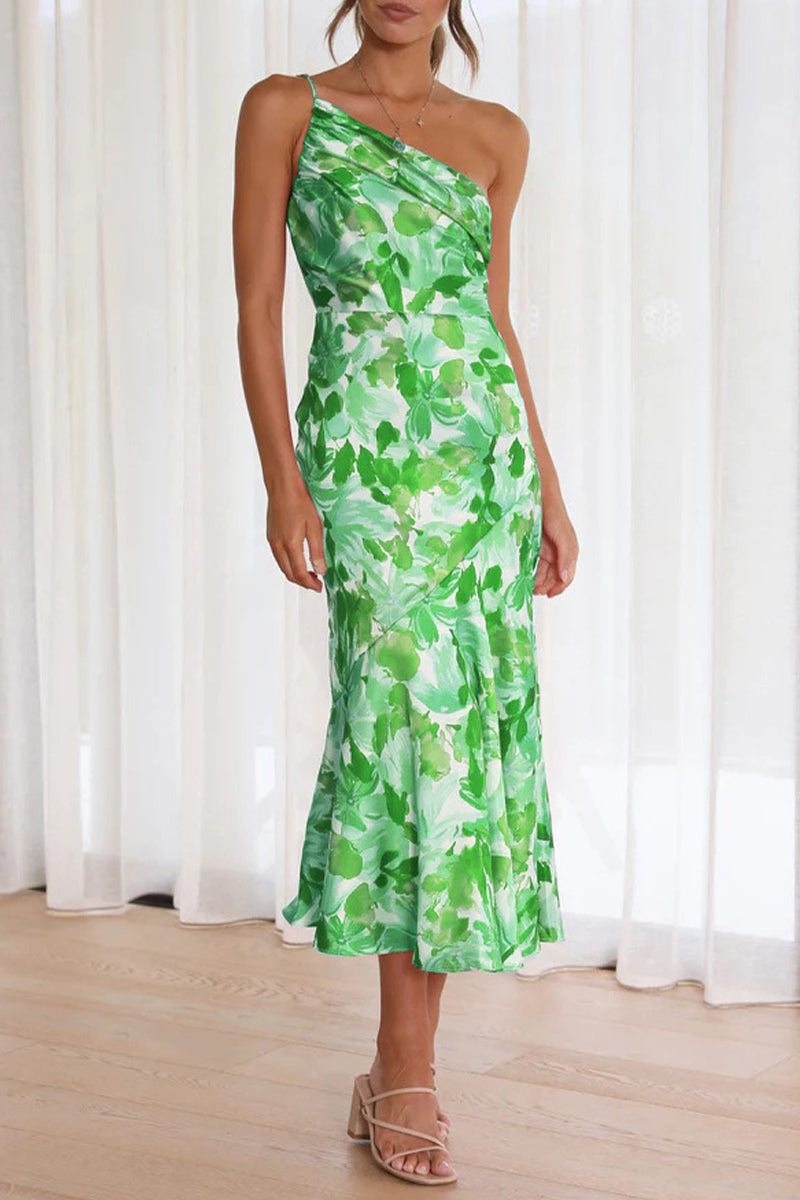 Kaynafashions - Elegant Floral Backless Oblique Collar Trumpet Mermaid Dresses