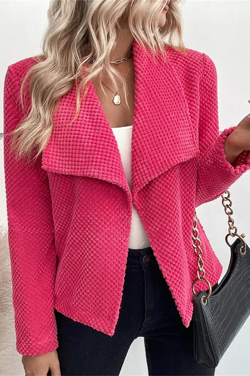 Kaynafashions - Casual Simplicity Solid Turndown Collar Outerwear