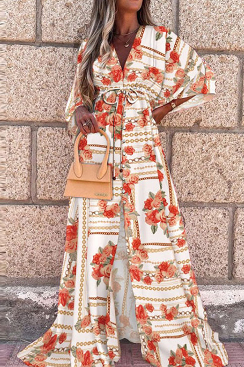 Kaynafashions - College Vacation Print Frenulum Beach Dress Dresses(6 Colors)