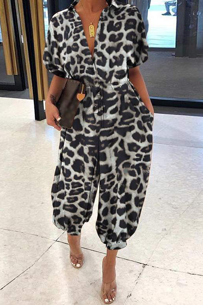 Kaynafashions - Casual Print Patchwork V Neck Harlan Jumpsuits(9 Colors)