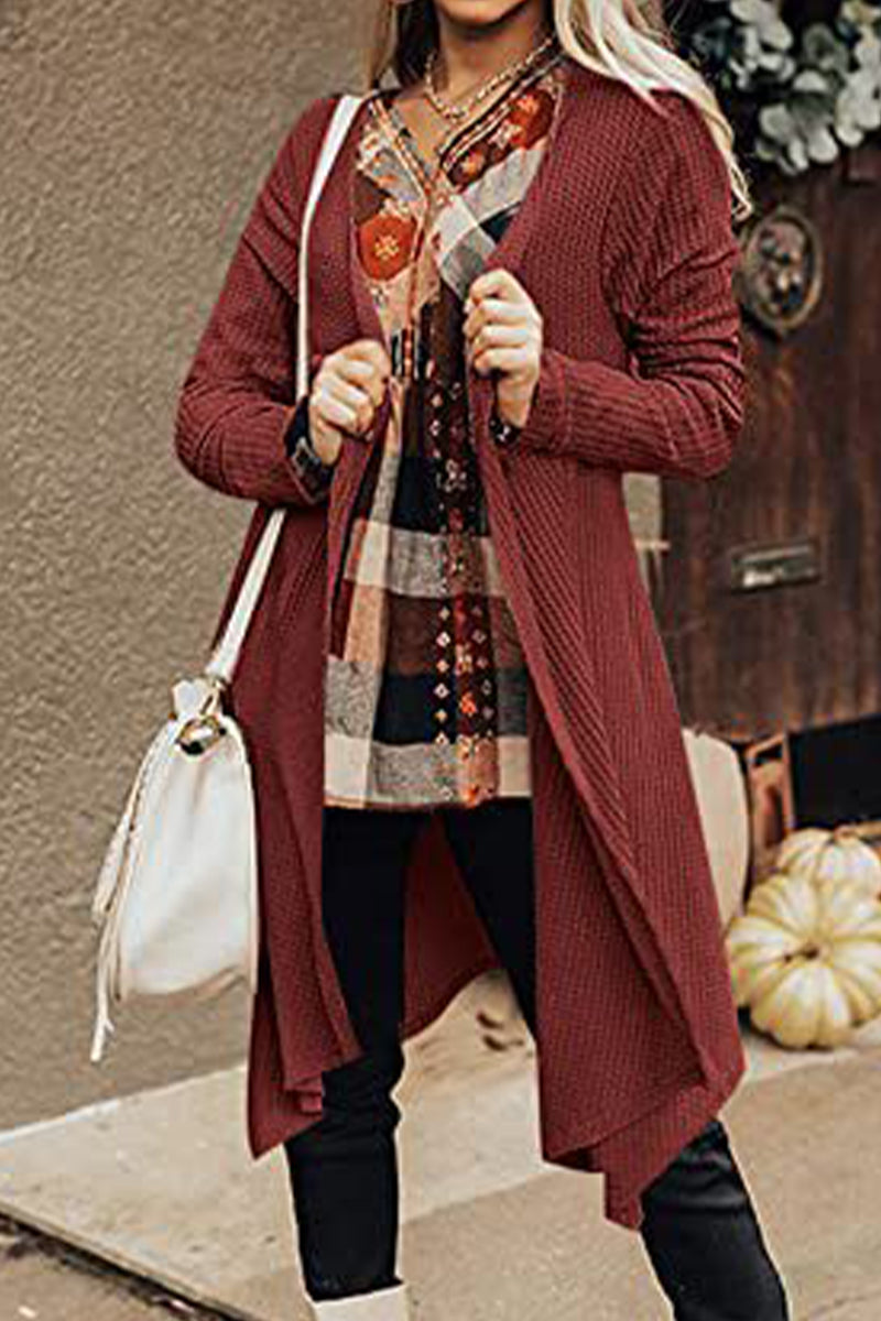 Kaynafashions - Casual Solid Asymmetrical O Neck Cardigans(8 Colors)