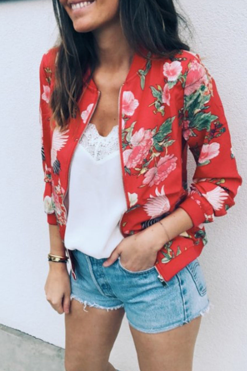 Kaynafashions - Fashion Floral Patchwork O Neck Outerwear(7 Colors)