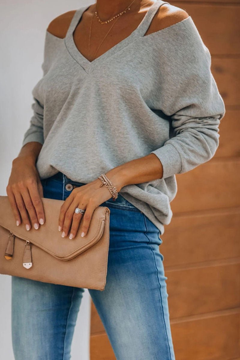 Kaynafashions - Fashion Casual Solid Patchwork V Neck Tops