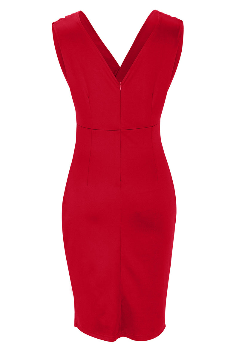 Kaynafashions - Celebrities Elegant Solid Slit Fold V Neck Evening Dress Dresses(4 Colors)