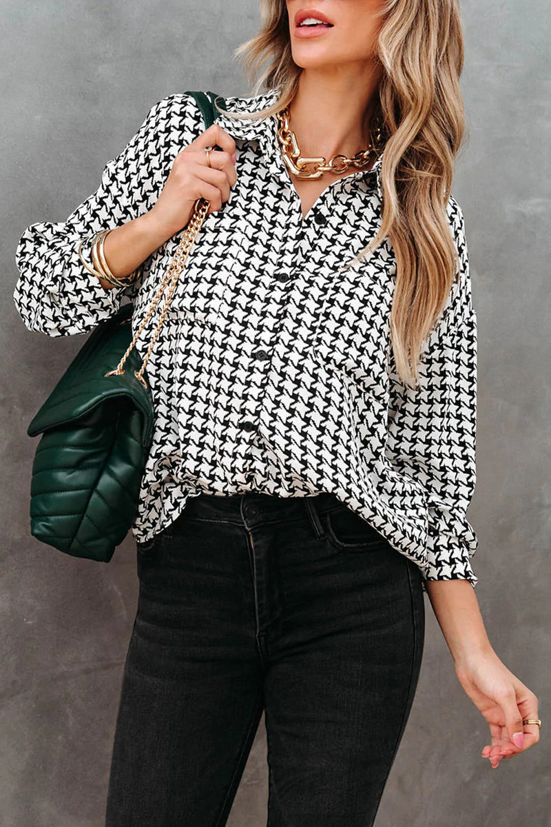 Kaynafashions - Street Plaid Patchwork Shirt Collar Blouses