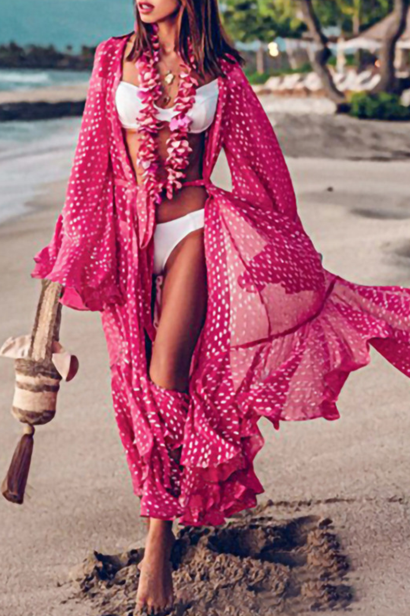 Kaynafashions - Fashion Dot Flounce Cardigan Collar Outerwear