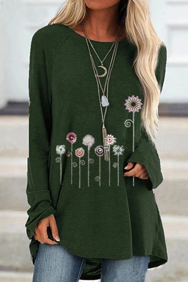 Kaynafashions - Casual Print Printing O Neck T-Shirts